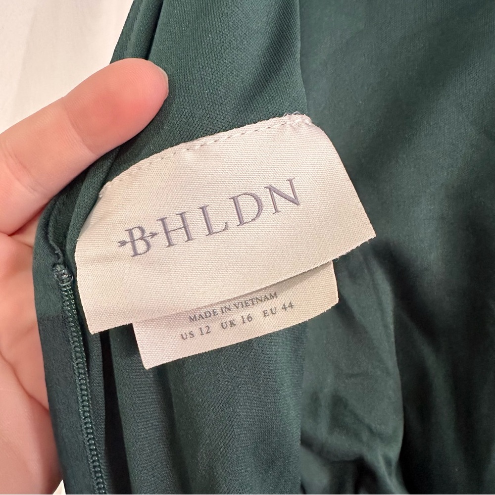 NEW BHLDN Beckett Satin Charmeuse Maxi Dress Dark Green Anthropologie NWT - Picture 9 of 9